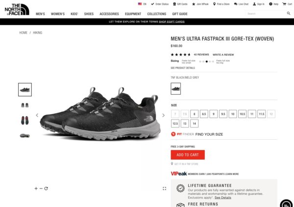 an example of a product page with a red button, to illustrate the importance of CTA's for ecommerce usability