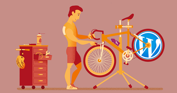 illustration of man working on WordPress