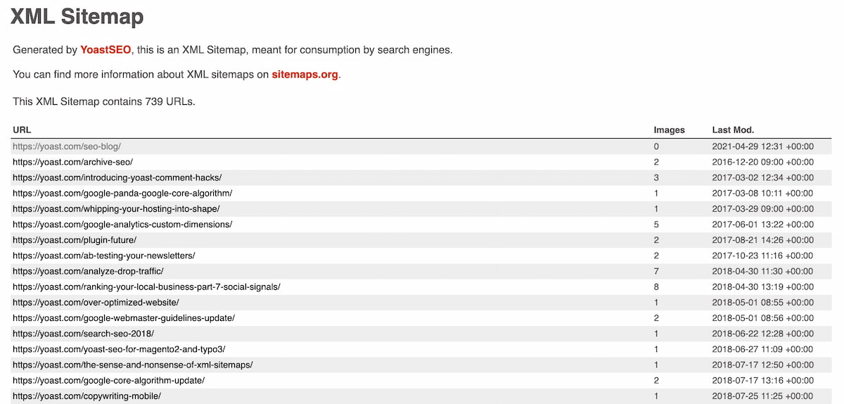 an image of XML sitemap on yoast.com