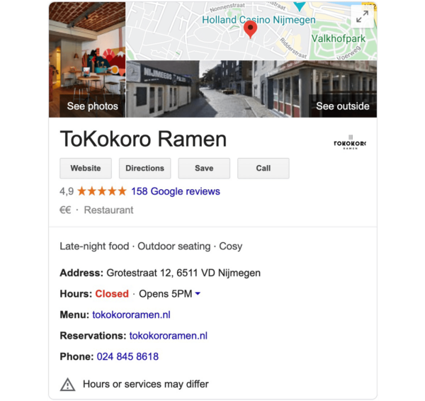 example of a local business listing