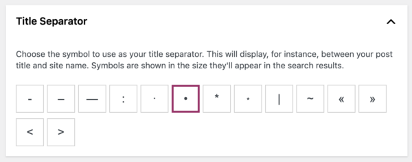 Beginners' guide to Yoast SEO: choosing title separator in search appearance Yoast SEO